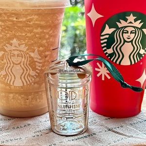 Starbucks Been There Series Florida State Glass  Tumbler Ornament, Gold, NWT